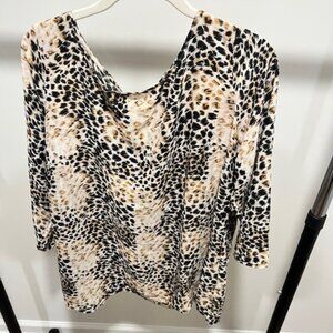 Cheetah Print ¾ Sleeve Lightweight Top